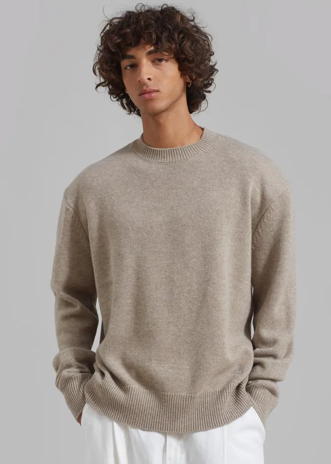 Men The Frankie Shop Knitwear Quinton Crew Neck Sweater Beige Melange