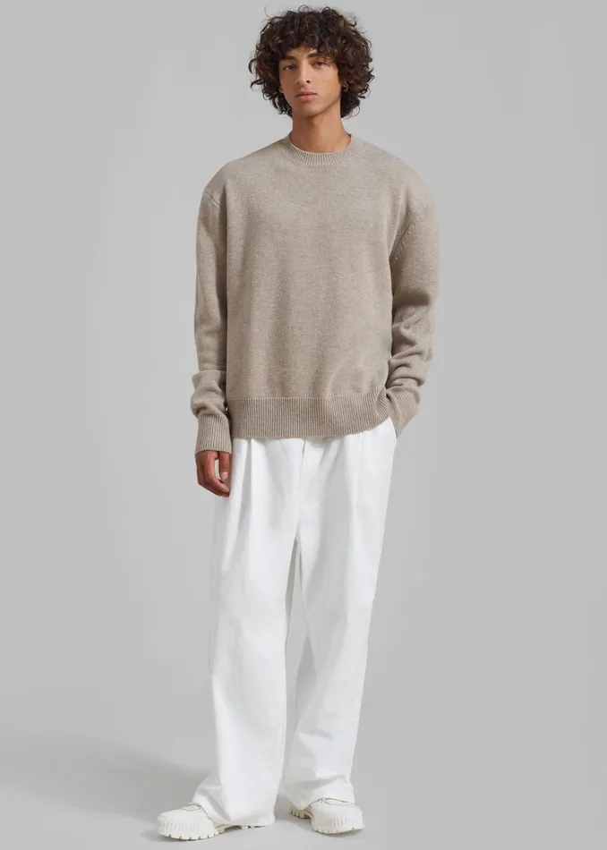 Men The Frankie Shop Knitwear Quinton Crew Neck Sweater Beige Melange