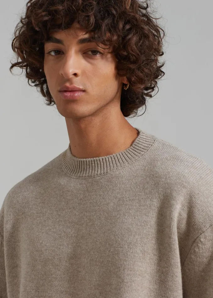 Men The Frankie Shop Knitwear Quinton Crew Neck Sweater Beige Melange