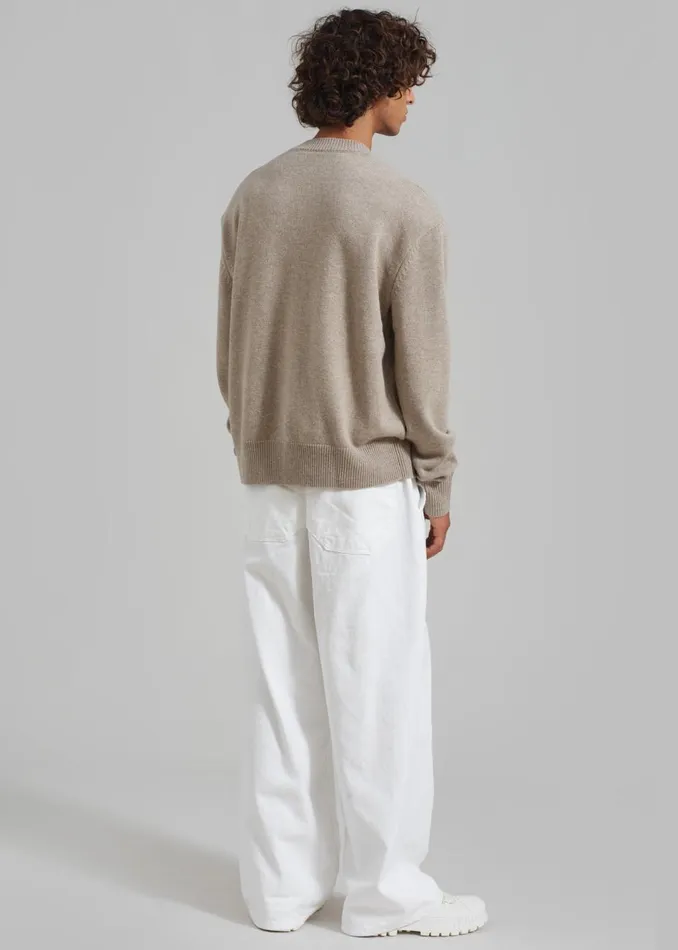 Men The Frankie Shop Knitwear Quinton Crew Neck Sweater Beige Melange