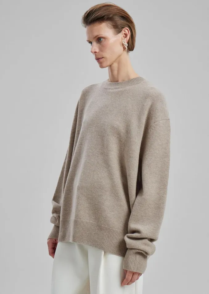 Men The Frankie Shop Knitwear Quinton Crew Neck Sweater Beige Melange