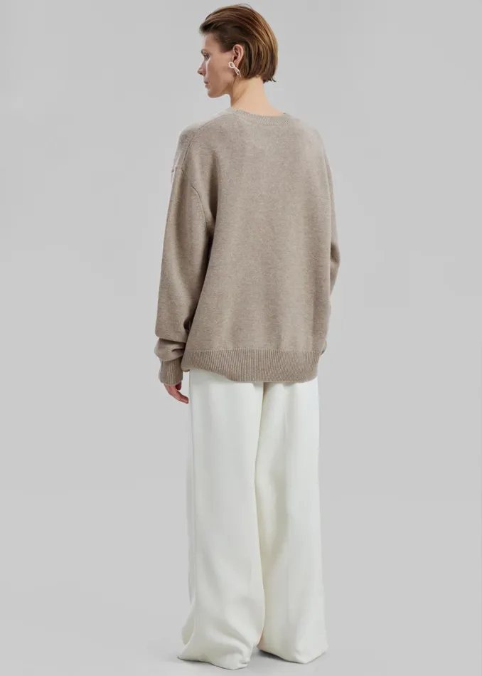 Men The Frankie Shop Knitwear Quinton Crew Neck Sweater Beige Melange