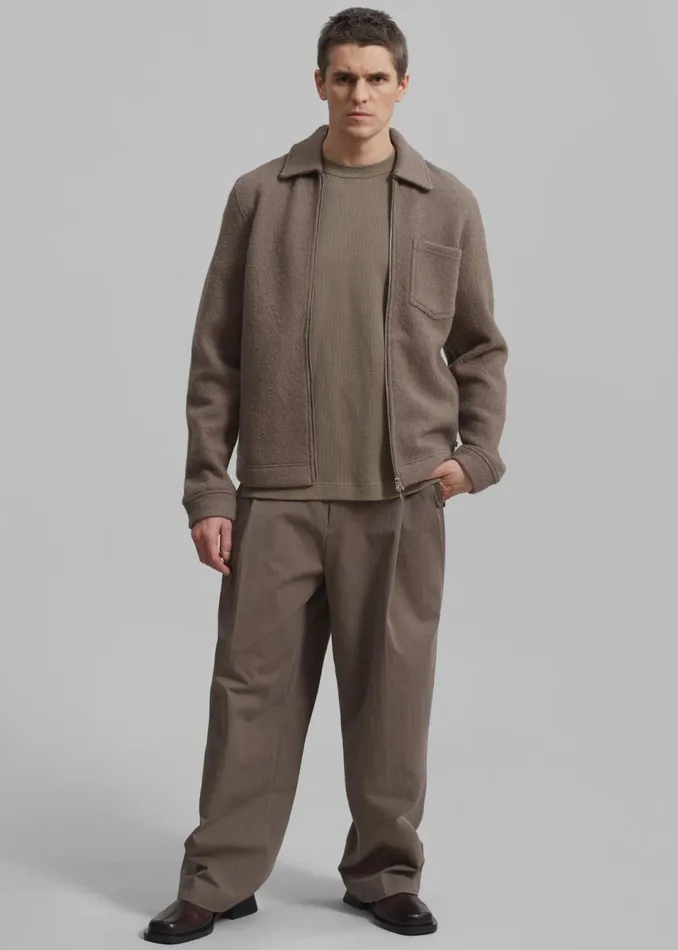 Men The Frankie Shop Knitwear Samse Samse Hannes Full Zip Cardigan Fallen Rock