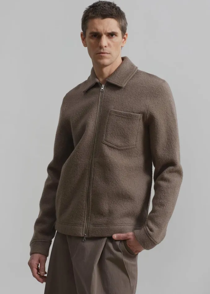 Men The Frankie Shop Knitwear Samse Samse Hannes Full Zip Cardigan Fallen Rock