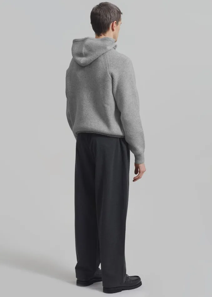 Men The Frankie Shop Knitwear Tyler Half Zip Hoodie Light Grey