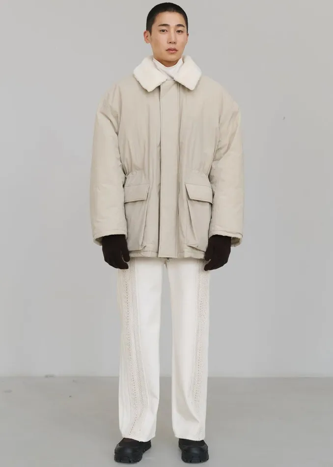 Men The Frankie Shop Outerwear Amomento Padded Safari Jumper Beige