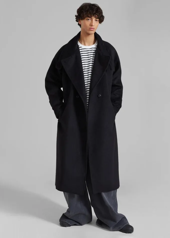 Men The Frankie Shop Outerwear Andrea Double Breasted Coat Black