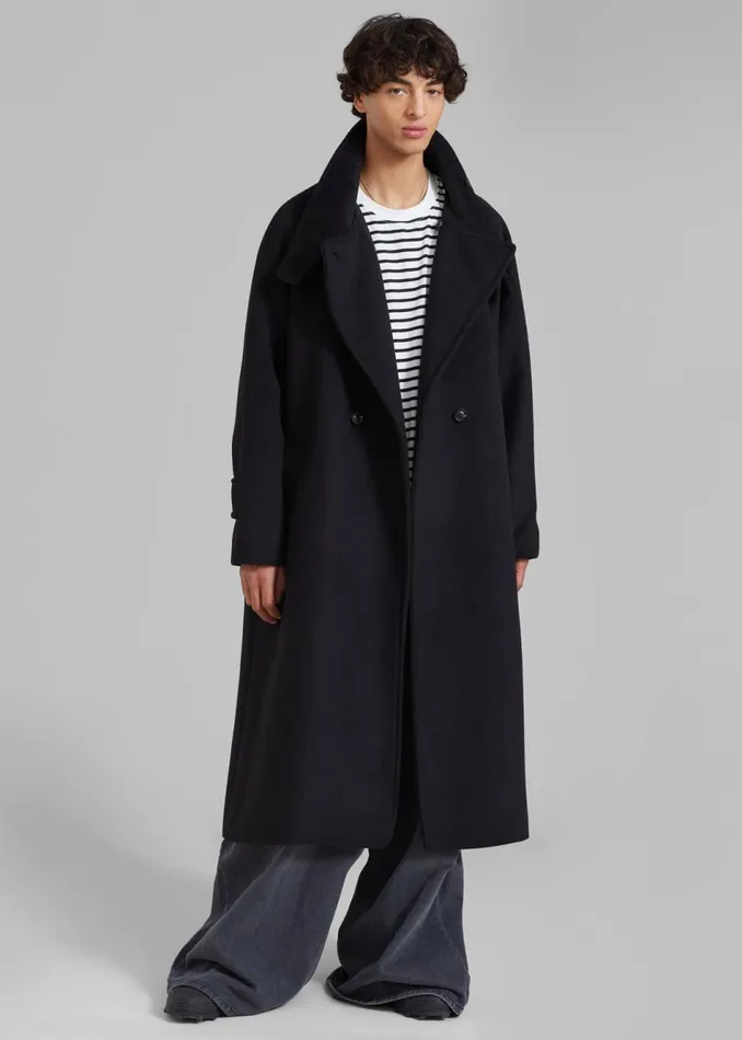 Men The Frankie Shop Outerwear Andrea Double Breasted Coat Black
