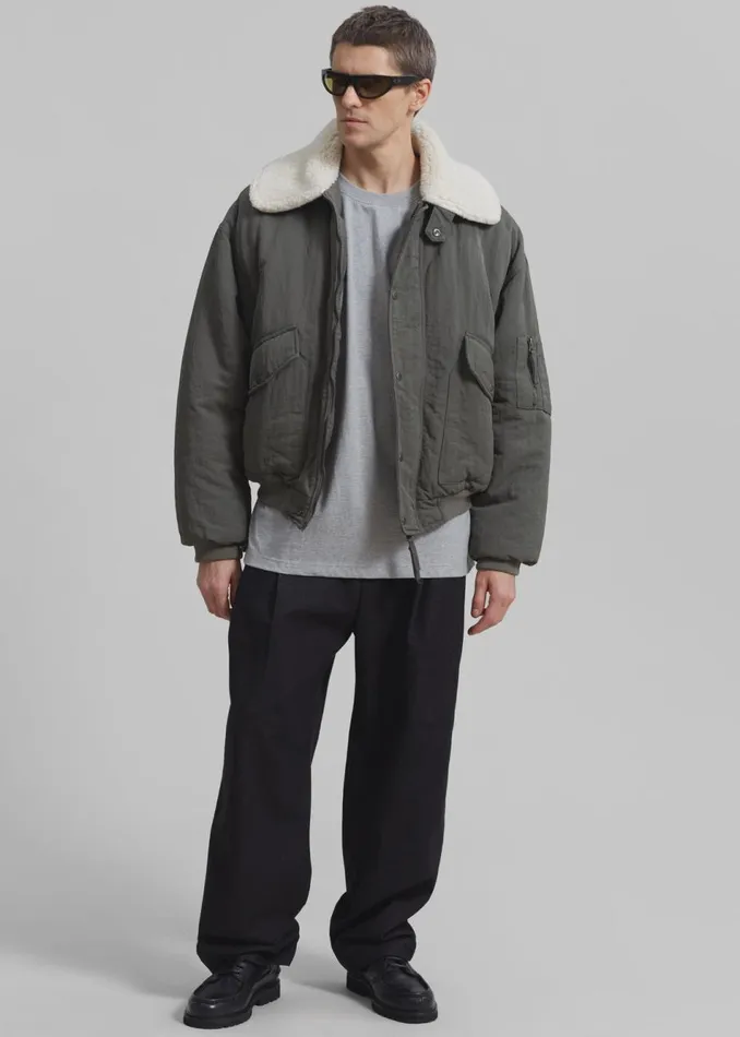 Men The Frankie Shop Outerwear Casen Shearling Collar Bomber Khaki