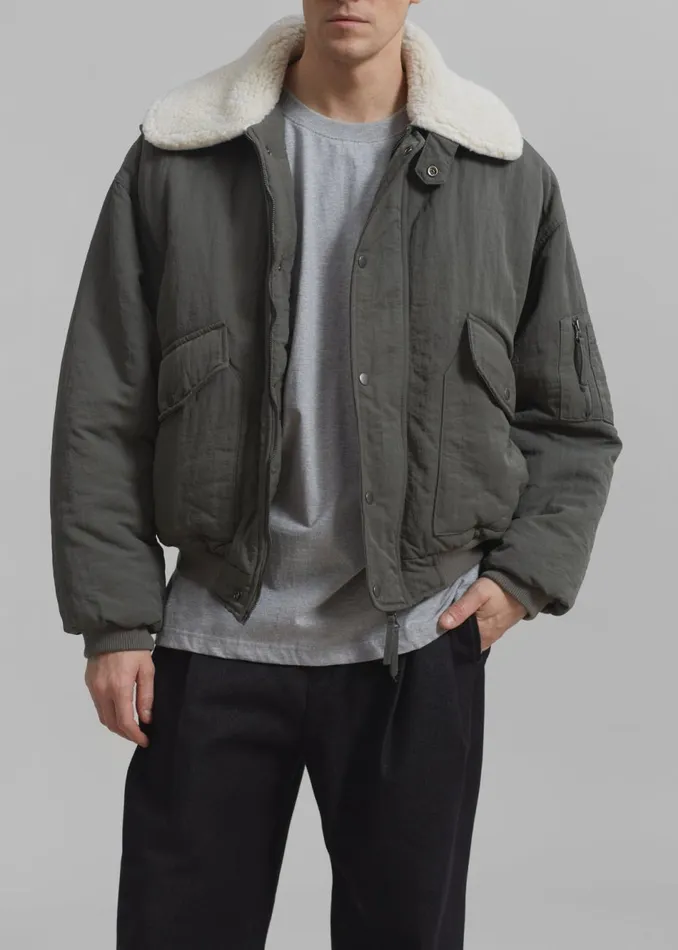 Men The Frankie Shop Outerwear Casen Shearling Collar Bomber Khaki