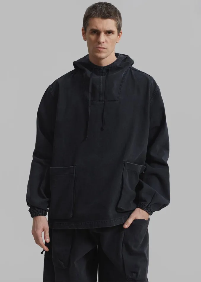 Men The Frankie Shop Outerwear Cliff Denim Hoodie Black