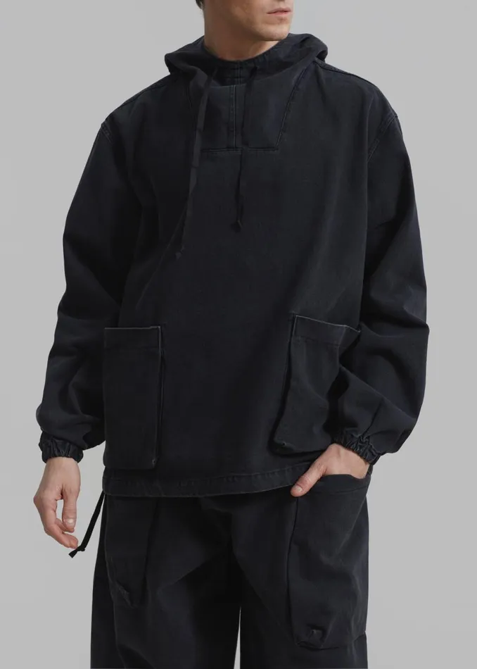 Men The Frankie Shop Outerwear Cliff Denim Hoodie Black