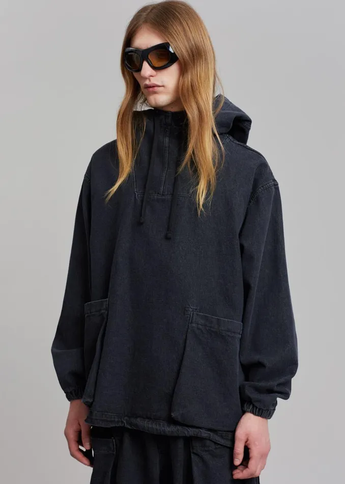 Men The Frankie Shop Outerwear Cliff Denim Hoodie Black