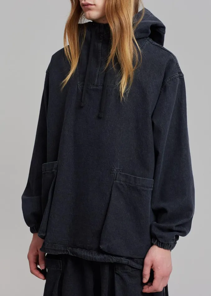 Men The Frankie Shop Outerwear Cliff Denim Hoodie Black