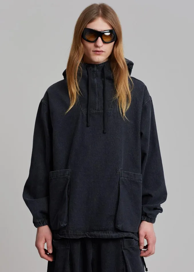 Men The Frankie Shop Outerwear Cliff Denim Hoodie Black