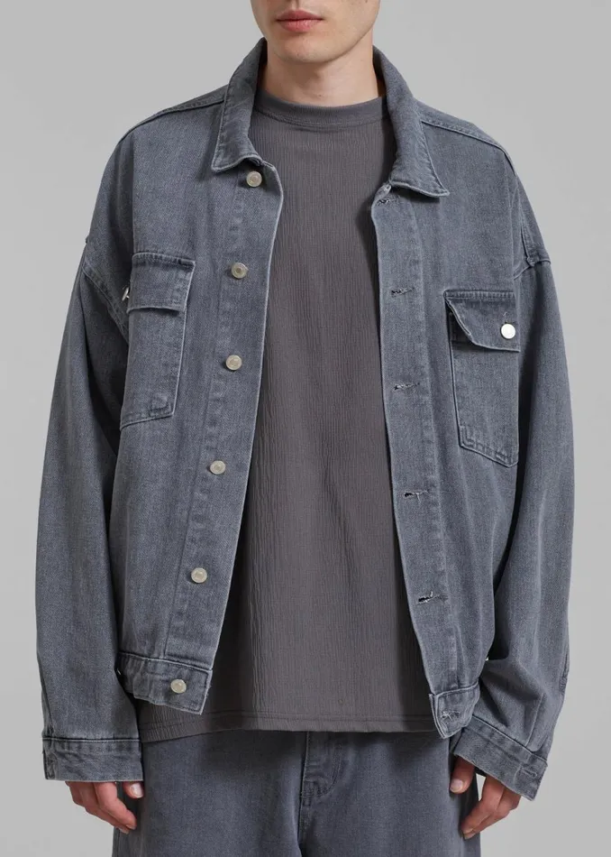 Men The Frankie Shop Outerwear Connor Oversized Denim Jacket Grey Wash