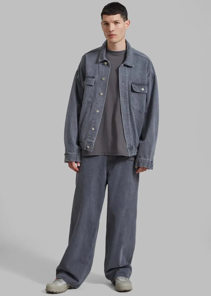 Men The Frankie Shop Outerwear Connor Oversized Denim Jacket Grey Wash