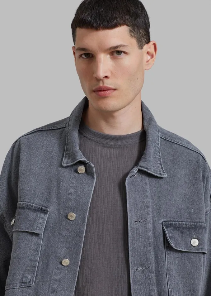 Men The Frankie Shop Outerwear Connor Oversized Denim Jacket Grey Wash