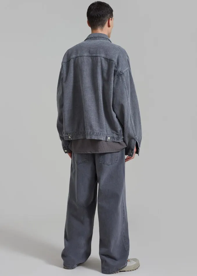 Men The Frankie Shop Outerwear Connor Oversized Denim Jacket Grey Wash