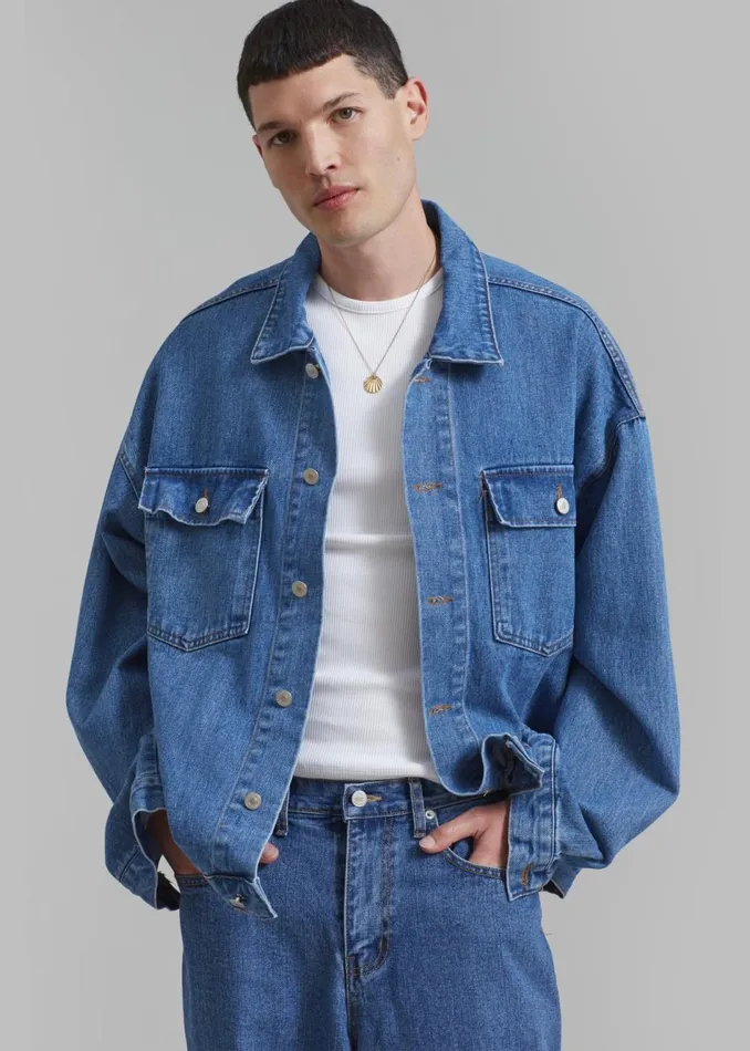 Men The Frankie Shop Outerwear Connor Oversized Denim Jacket Medium Wash