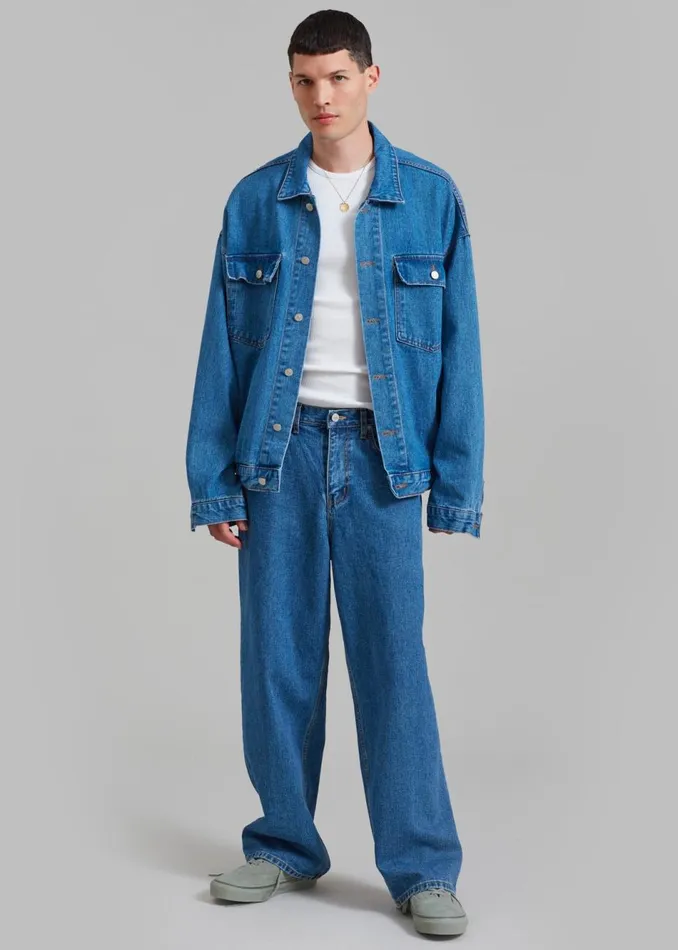 Men The Frankie Shop Outerwear Connor Oversized Denim Jacket Medium Wash