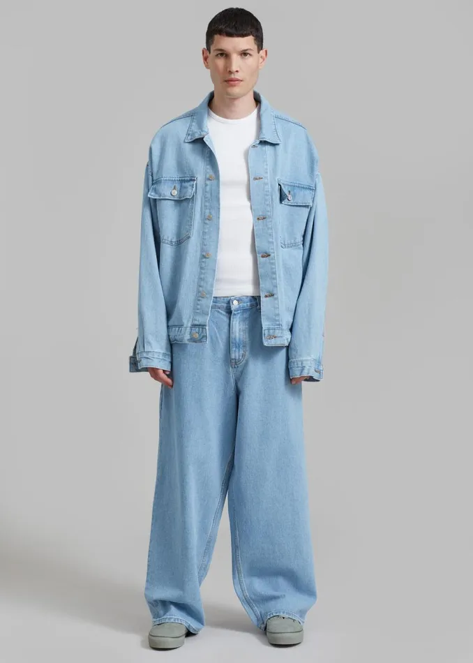 Men The Frankie Shop Outerwear Connor Oversized Denim Jacket Worn Wash