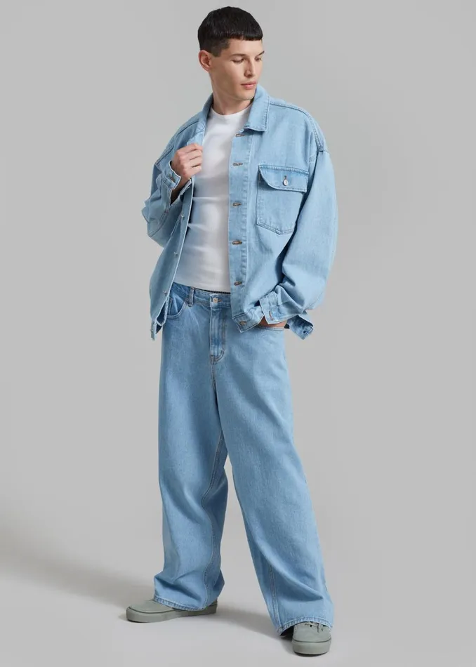 Men The Frankie Shop Outerwear Connor Oversized Denim Jacket Worn Wash
