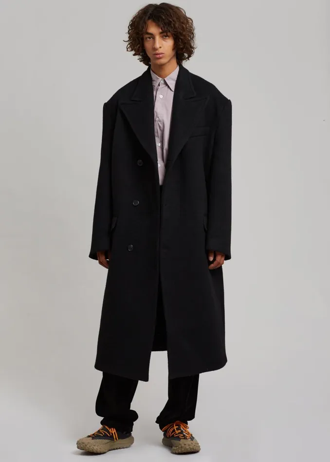 Men The Frankie Shop Outerwear Curtis Oversized Coat Black Men The Frankie Shop Outerwear Curtis Oversized Coat Black
