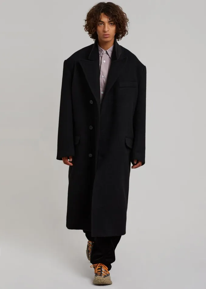 Men The Frankie Shop Outerwear Curtis Oversized Coat Black Men The Frankie Shop Outerwear Curtis Oversized Coat Black