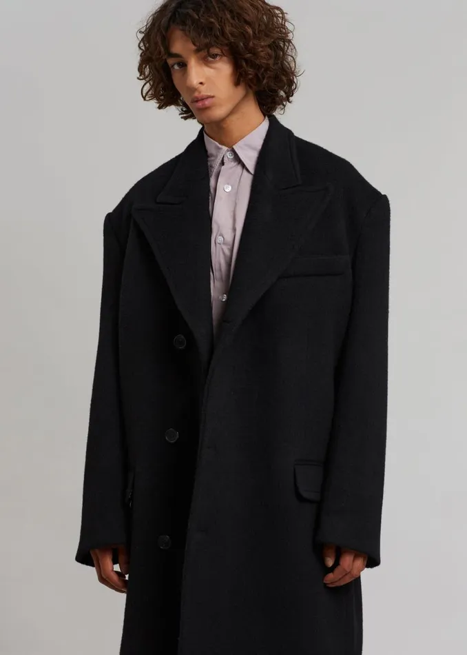 Men The Frankie Shop Outerwear Curtis Oversized Coat Black Men The Frankie Shop Outerwear Curtis Oversized Coat Black