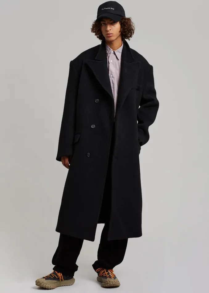 Men The Frankie Shop Outerwear Curtis Oversized Coat Black Men The Frankie Shop Outerwear Curtis Oversized Coat Black
