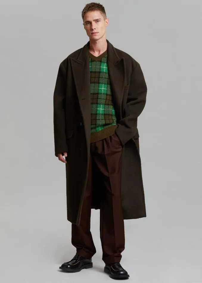 Men The Frankie Shop Outerwear Curtis Oversized Coat Dark Brown