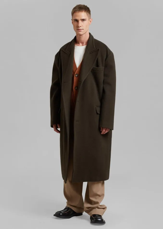 Men The Frankie Shop Outerwear Curtis Oversized Coat Dark Brown