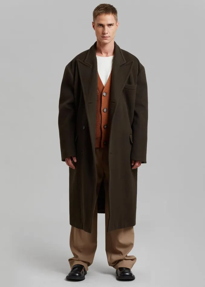 Men The Frankie Shop Outerwear Curtis Oversized Coat Dark Brown