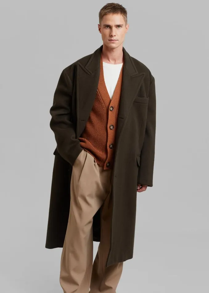 Men The Frankie Shop Outerwear Curtis Oversized Coat Dark Brown