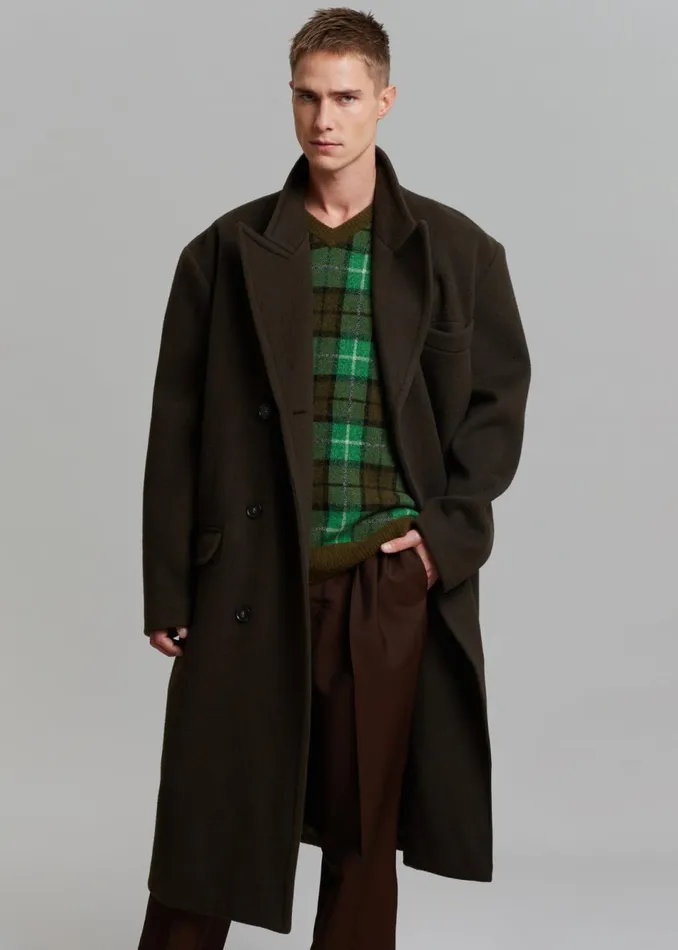 Men The Frankie Shop Outerwear Curtis Oversized Coat Dark Brown