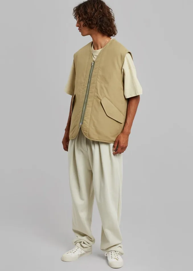 Men The Frankie Shop Outerwear Devon Wide Zip Vest Pale Olive