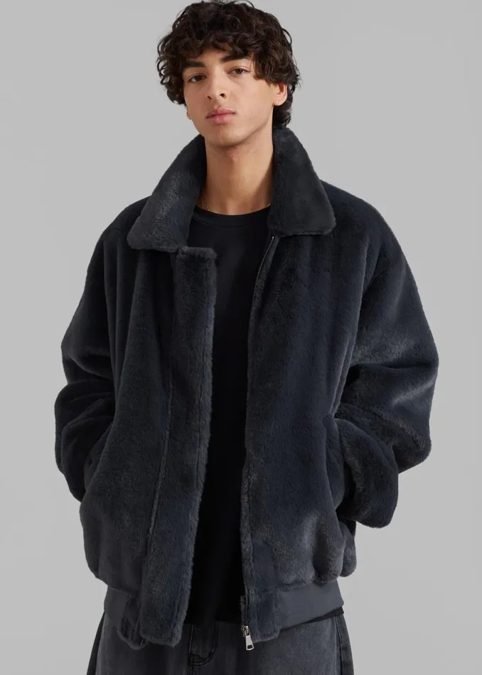 Men The Frankie Shop Outerwear Justin Faux Fur Bomber Storm