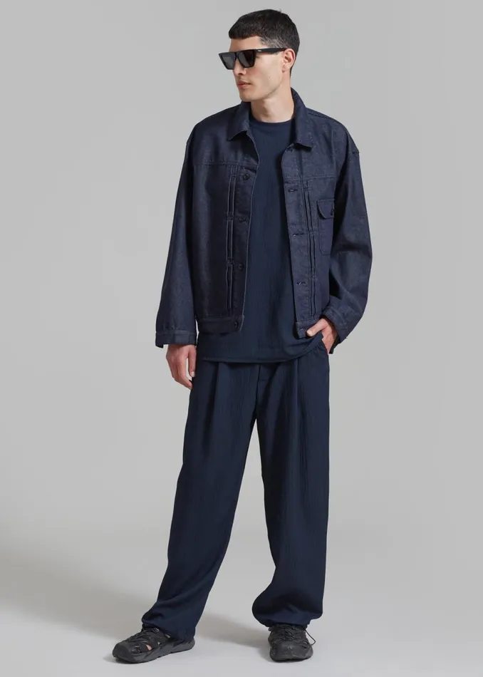 Men The Frankie Shop Outerwear Matthew Denim Jacket Dark Blue