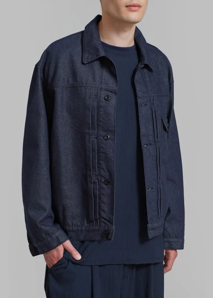 Men The Frankie Shop Outerwear Matthew Denim Jacket Dark Blue