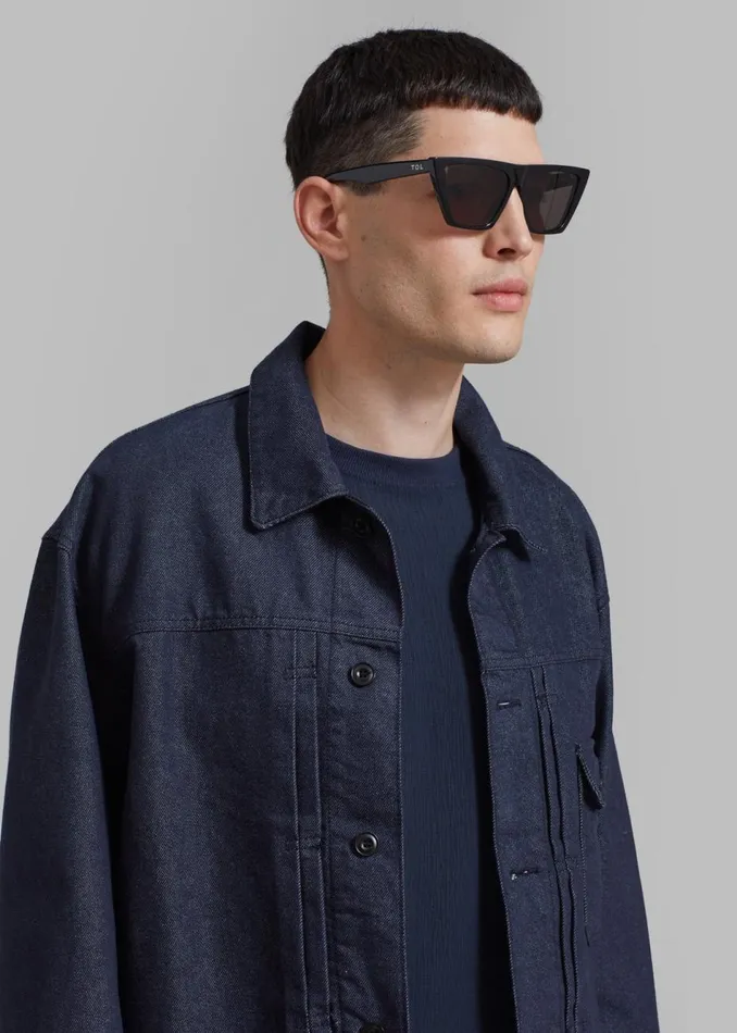 Men The Frankie Shop Outerwear Matthew Denim Jacket Dark Blue