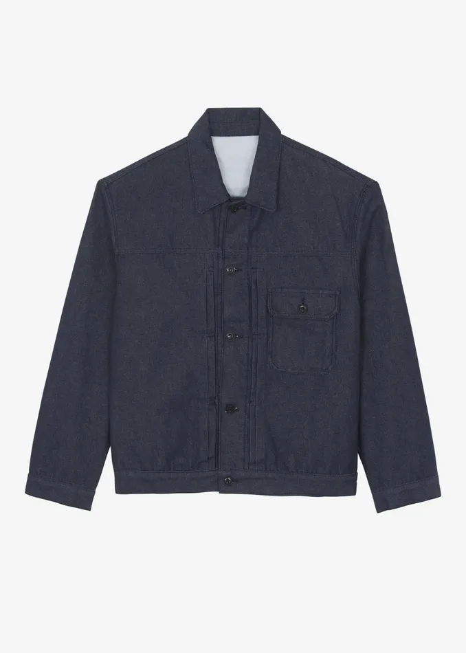 Men The Frankie Shop Outerwear Matthew Denim Jacket Dark Blue
