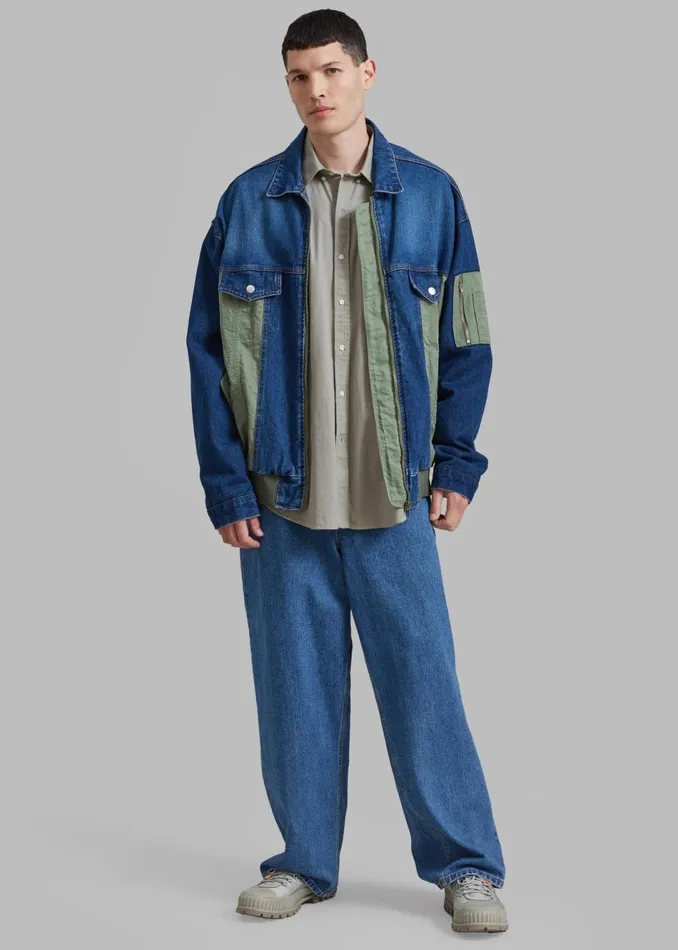 Men The Frankie Shop Outerwear Nash Denim ColorBlock Jacket Blue