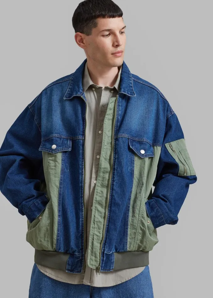 Men The Frankie Shop Outerwear Nash Denim ColorBlock Jacket Blue