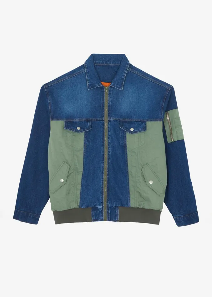 Men The Frankie Shop Outerwear Nash Denim ColorBlock Jacket Blue
