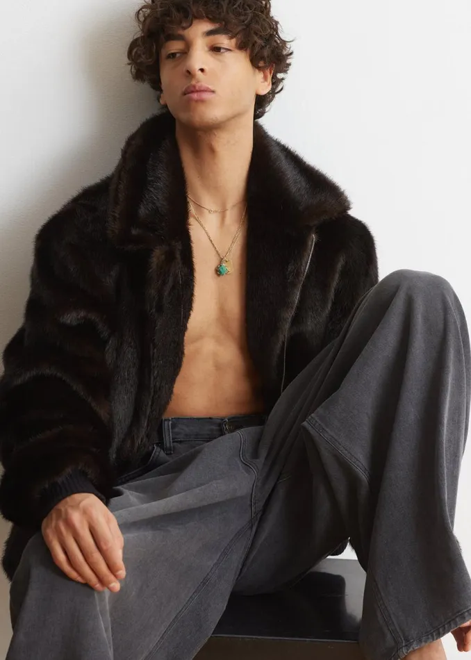 Men The Frankie Shop Outerwear Scott Faux Fur Bomber Dark Espresso