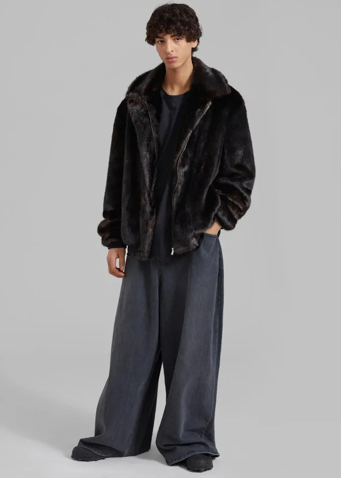 Men The Frankie Shop Outerwear Scott Faux Fur Bomber Dark Espresso