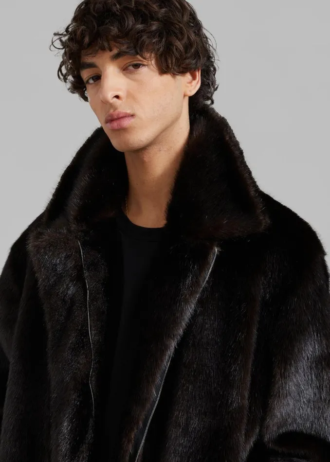 Men The Frankie Shop Outerwear Scott Faux Fur Bomber Dark Espresso