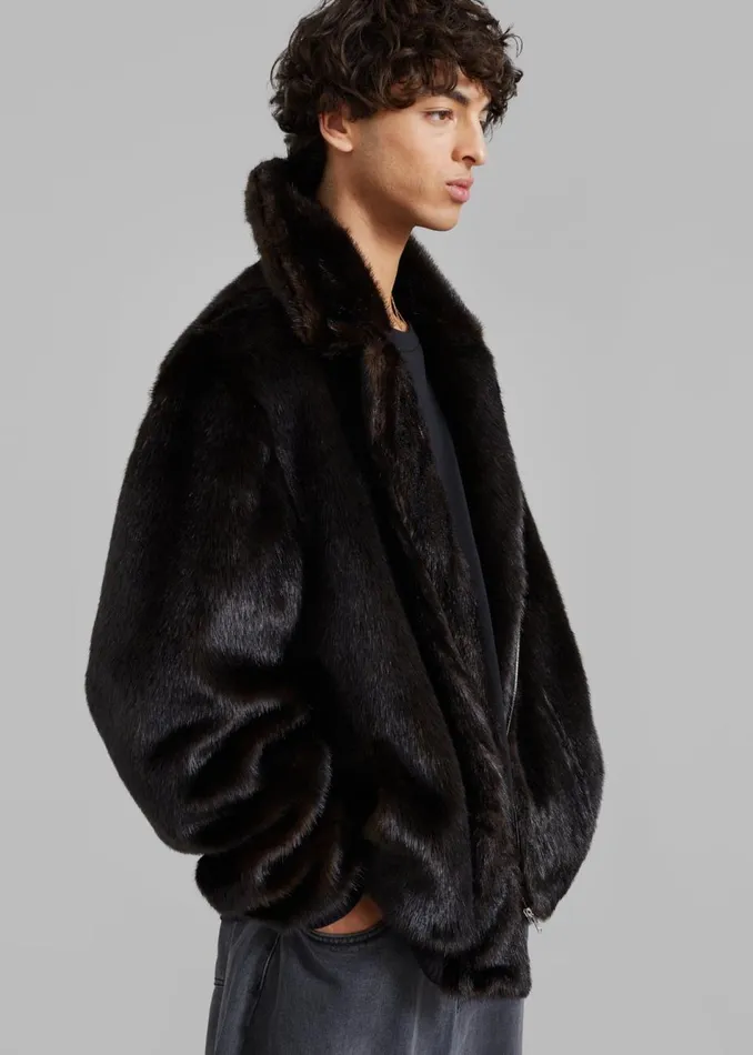 Men The Frankie Shop Outerwear Scott Faux Fur Bomber Dark Espresso