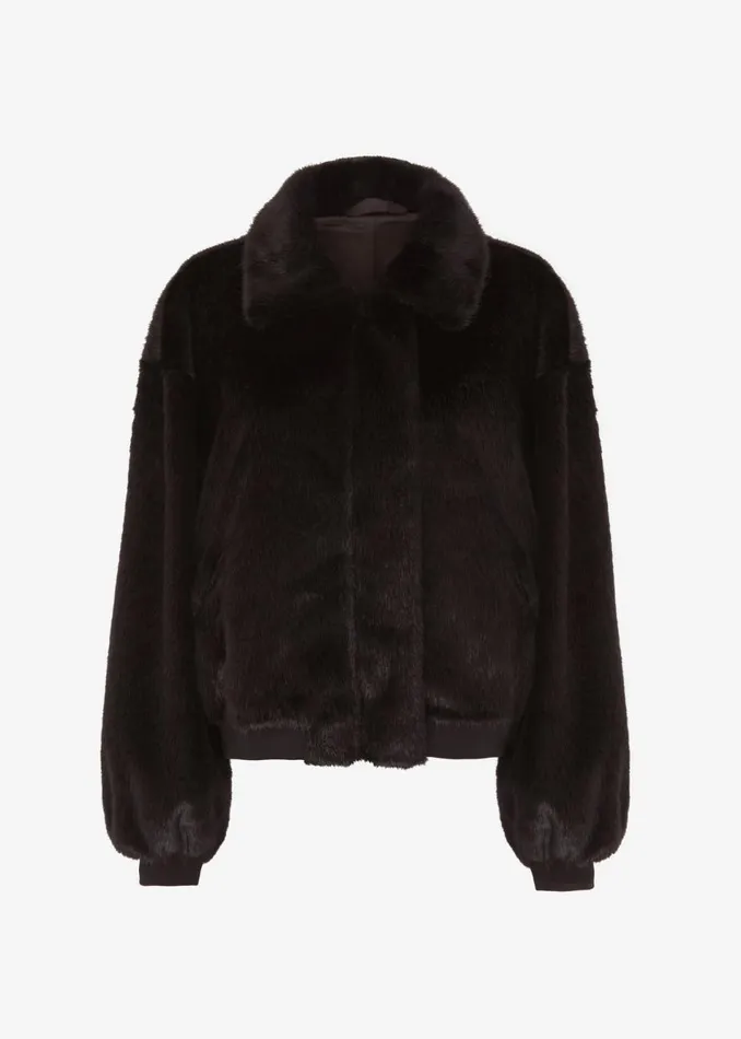Men The Frankie Shop Outerwear Scott Faux Fur Bomber Dark Espresso